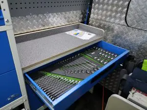 Работен плот върху шкаф с чекмеджета за инструменти